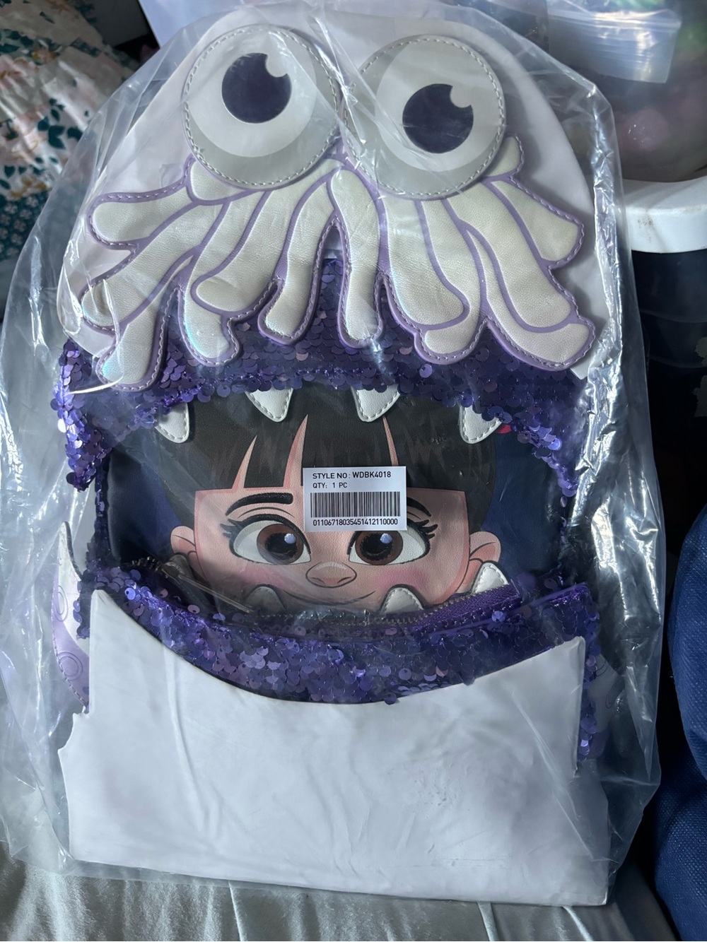 Loungefly Monsters Inc Boo Costume Sequin Mini Backpack